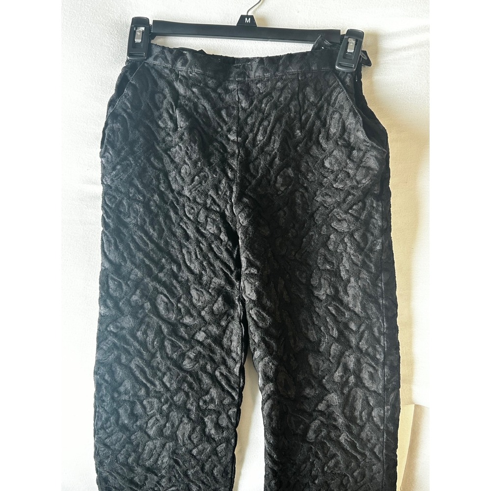 Escada Margaretha Ley Vintage Black Silk Wool Jacquard Tapered Pants Size 34